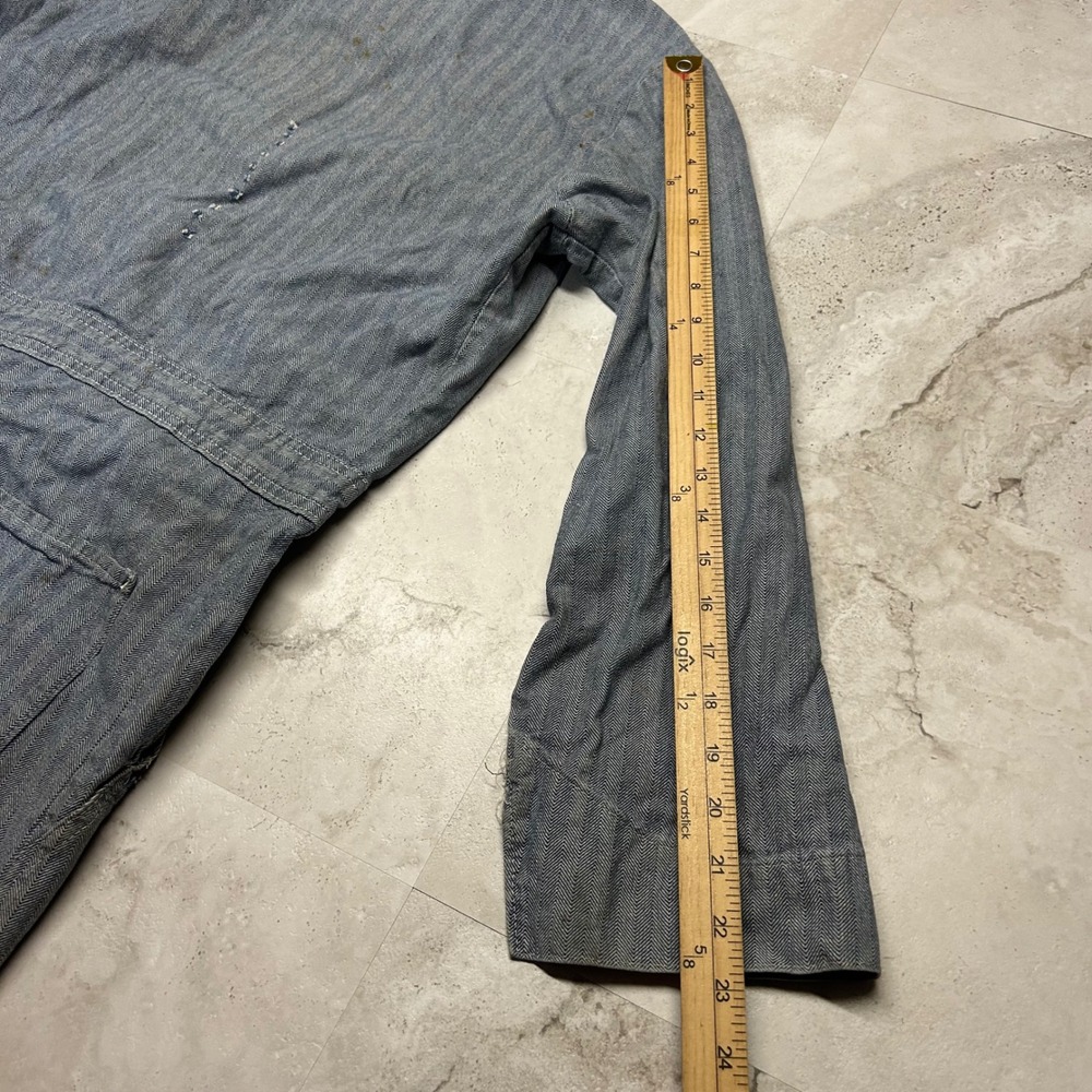 Red Kap Herringbone Coveralls Blue Mens 42-RG Vintage Workwear Distressed USA - Picture 14 of 15
